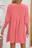 Plain 3/4 Sleeves Splicing Mini Dress