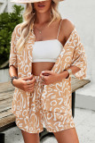 Printed Button Up Shirts With Shorts 2pcs Set