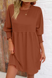 Plain 3/4 Sleeves Splicing Mini Dress