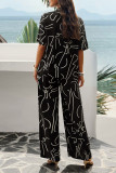 Printed Button Up Shirt and Pants 2pcs Set