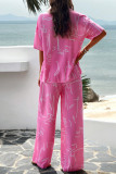 Printed Button Up Shirt and Pants 2pcs Set