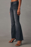 Black High Waist Washed Flare Jeans