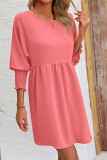 Plain 3/4 Sleeves Splicing Mini Dress
