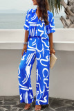 Printed Button Up Shirt and Pants 2pcs Set