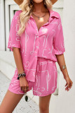 Printed Button Up Shirts With Shorts 2pcs Set