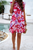 Frill Collar Ruffles Sleeves Floral Dress