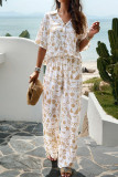 Printed Button Up Shirt and Pants 2pcs Set