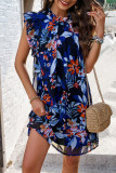 Frill Collar Ruffles Sleeves Floral Dress