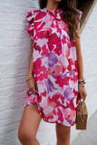 Frill Collar Ruffles Sleeves Floral Dress