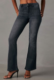 Black High Waist Washed Flare Jeans