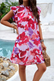 Frill Collar Ruffles Sleeves Floral Dress