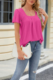 Plain Eyelet Pattern Squre Neck Flare Sleeves Top