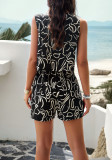 Printed Square Neck Tank Top With Shorts 2pcs Set