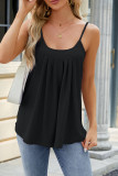 Plain Eyelet Pattern U Neck Cami Tank Top