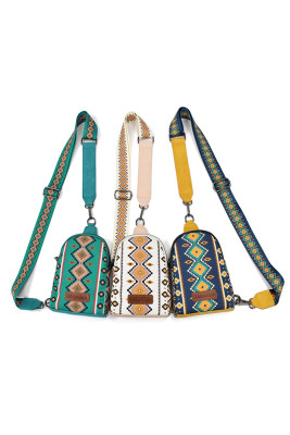 Western Aztec Design Crossbody Chest Bag