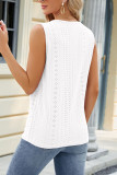 Plain Eyelet Pattern Strappy Tank Top