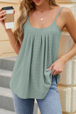 Plain Eyelet Pattern U Neck Cami Tank Top