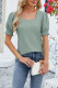 Square Neck Jacquard Bubble Sleeves Top