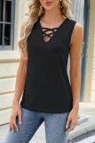 Plain Eyelet Pattern Strappy Tank Top