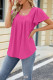 Plain Eyelet Pattern Squre Neck Flare Sleeves Top