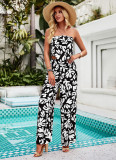 Abstract Print Off Shoulder Top and Wide Leg Pants 2pcs Set