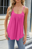 Plain Eyelet Pattern U Neck Cami Tank Top