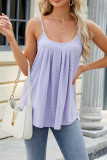 Plain Eyelet Pattern U Neck Cami Tank Top