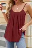 Plain Eyelet Pattern U Neck Cami Tank Top