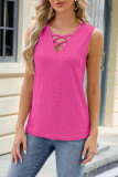 Plain Eyelet Pattern Strappy Tank Top