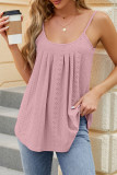 Plain Eyelet Pattern U Neck Cami Tank Top