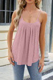 Plain Eyelet Pattern U Neck Cami Tank Top