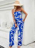 Abstract Print Off Shoulder Top and Wide Leg Pants 2pcs Set
