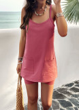 Sleeveless Spaghetti Pockets Top and Shorts 2PCS Set