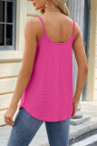 Plain Eyelet Pattern U Neck Cami Tank Top