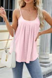 Plain Eyelet Pattern U Neck Cami Tank Top