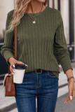 Duffel Green Ribbed Knit Long Sleeve Top