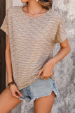 Khaki Jacquard Short Sleeves Top