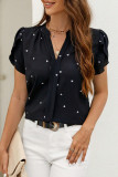 Heart Print V Neck Turlip Sleeves Blouse