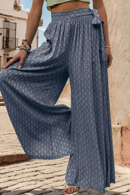 High Waist Printing Wide Leg Pants