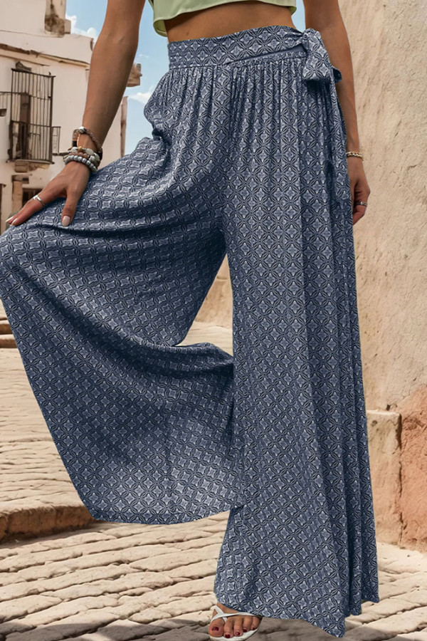 High Waist Printing Wide Leg Pants