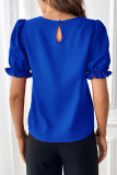 Plain Pin-Tuck Puff Sleeves Top