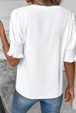 Plain V Neck Bubble Sleeves Blouse