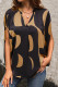 Abstract Printing V Neck Top