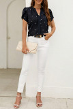 Heart Print V Neck Turlip Sleeves Blouse
