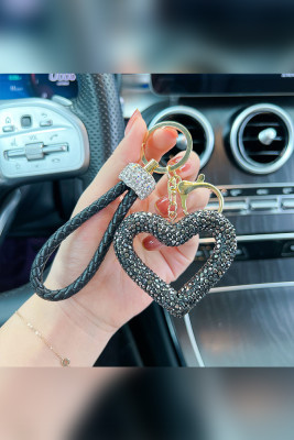 Rhinestone Heart Pendant Keychain MOQ 5pcs