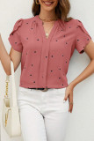 Heart Print V Neck Turlip Sleeves Blouse