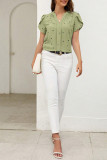 Heart Print V Neck Turlip Sleeves Blouse