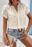 Heart Print V Neck Turlip Sleeves Blouse
