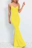 Floral V Neck Fish Tail Cami Maxi Dress