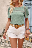 Eyelet Jacquard Short Sleeves Top